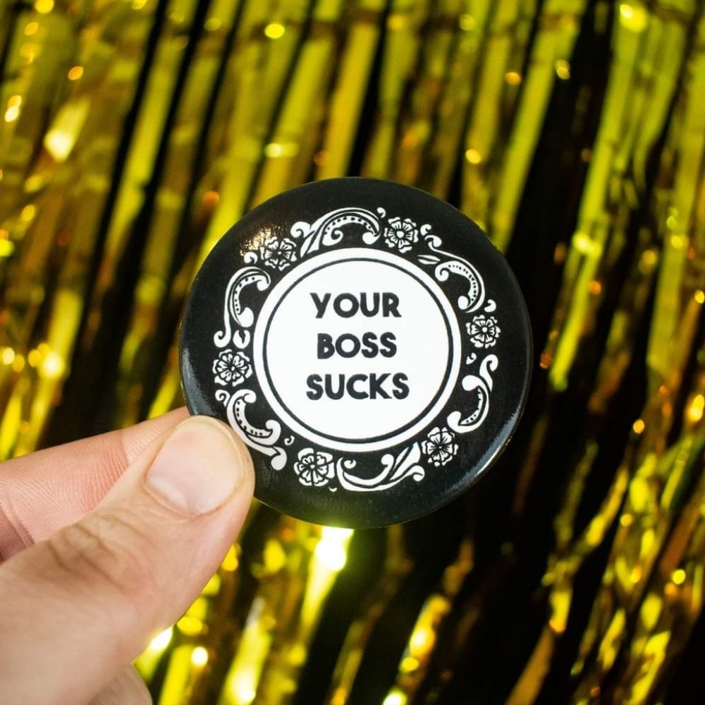 Large Pro Union worker pin -  2.25 inch pinback button